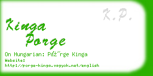 kinga porge business card